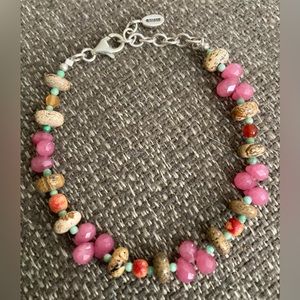 Barse Sterling Silver, Natural Stone & Crystal, Toggle Hook Bracelet